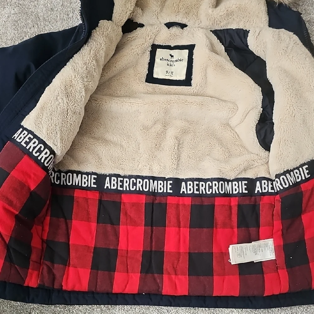 Abercrombie Kids Dark Blue Hooded Puffer Coat - Picture 3 of 7